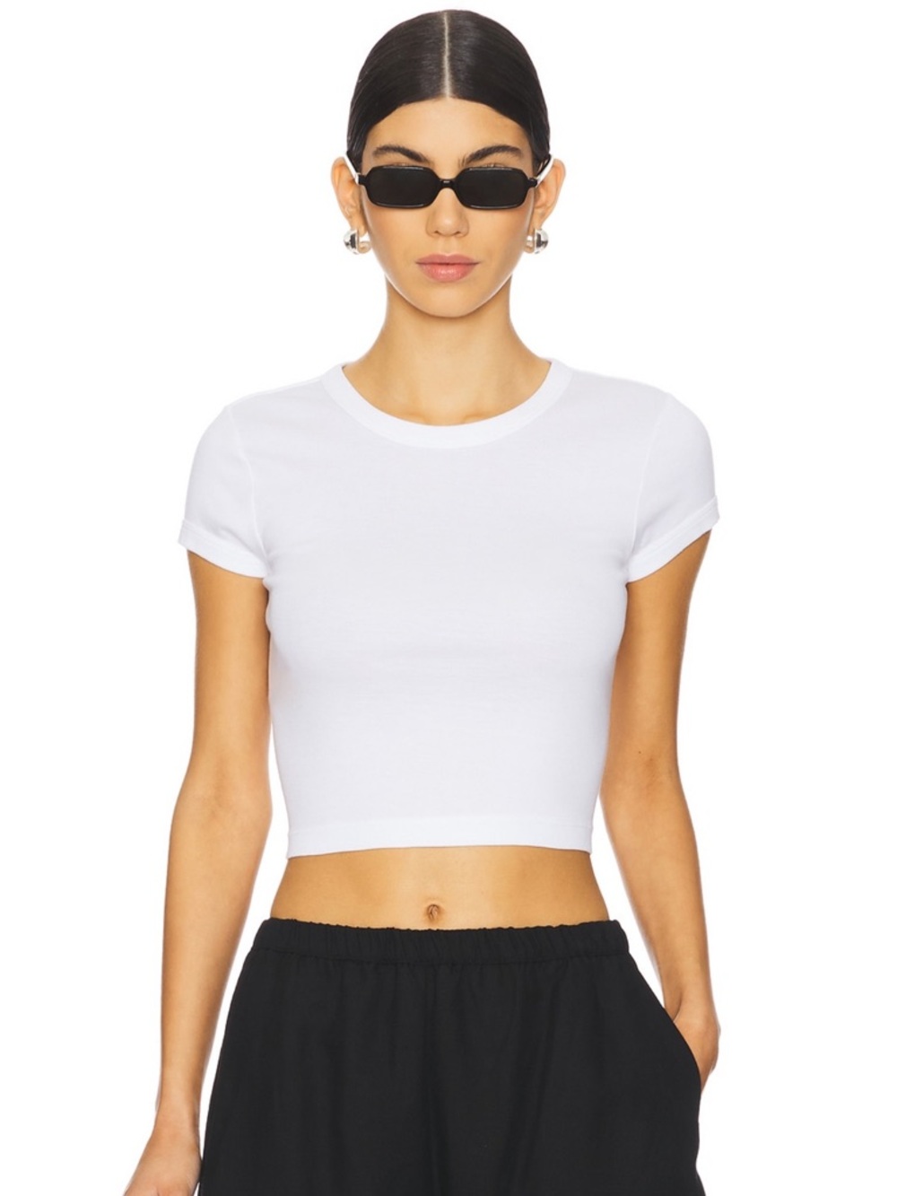 Enza Costa supima cotton baby cropped tee in white